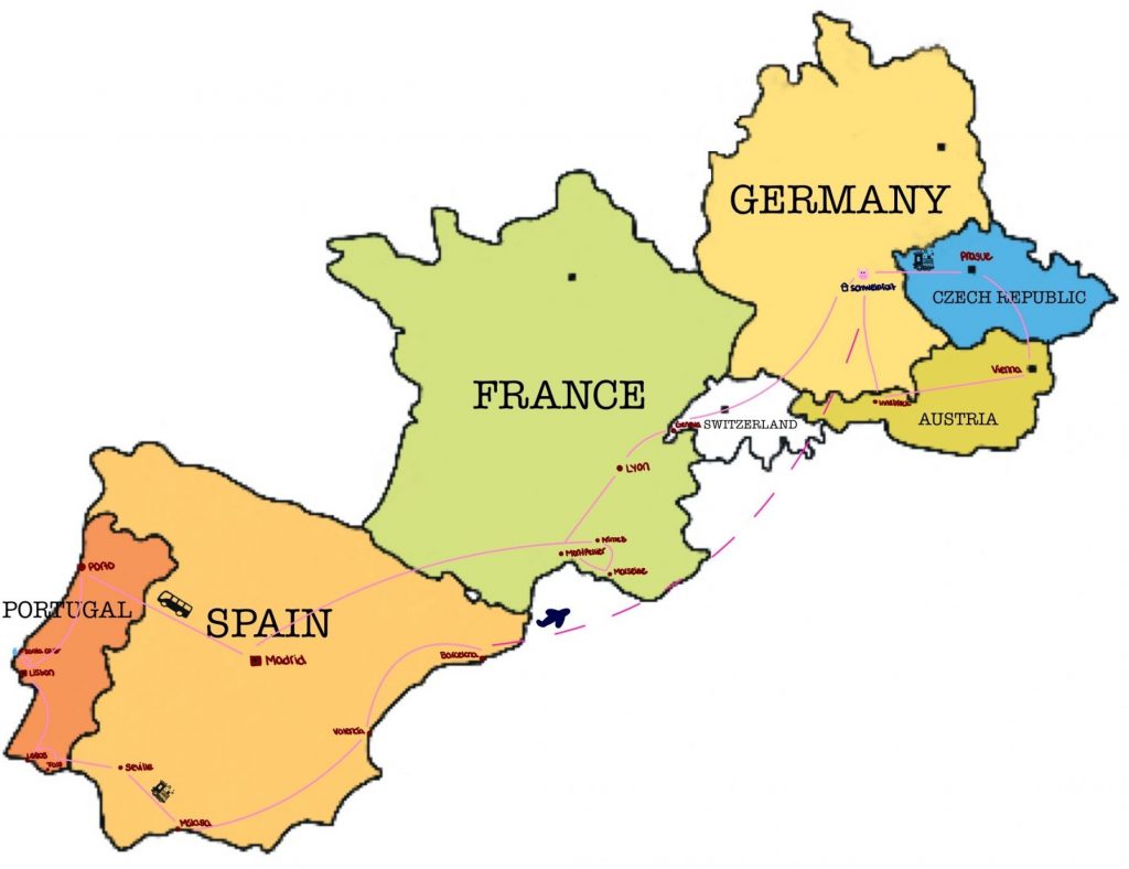 Map of Interrail Route
