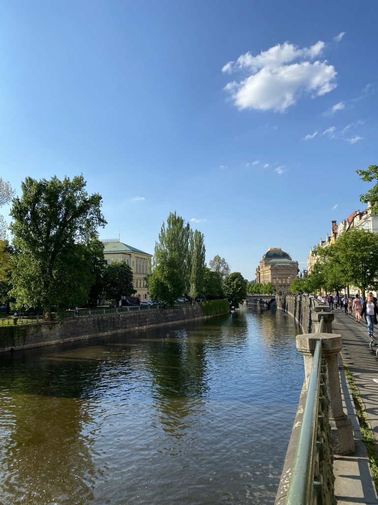 Street next to river Vlatva in Prague