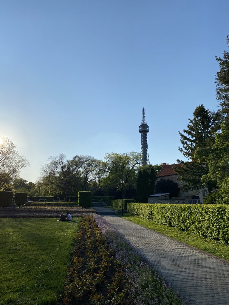 Petřín Tower appearing in Petřín Gardens