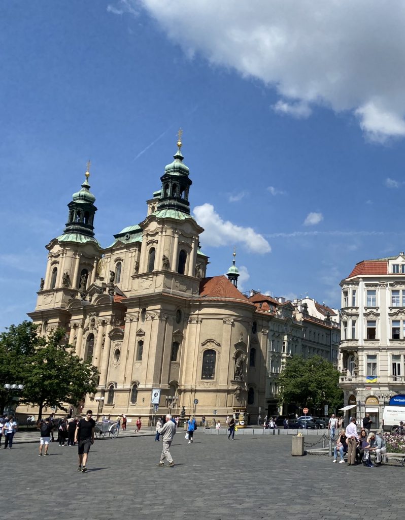 Old Town Square and Baroque St. Nicholas Church (Kostel Svatého Mikuláše)