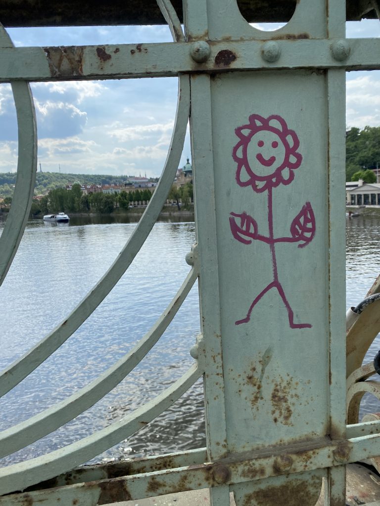 Cute Flower Painting on Czech Bridge (Čechův most)