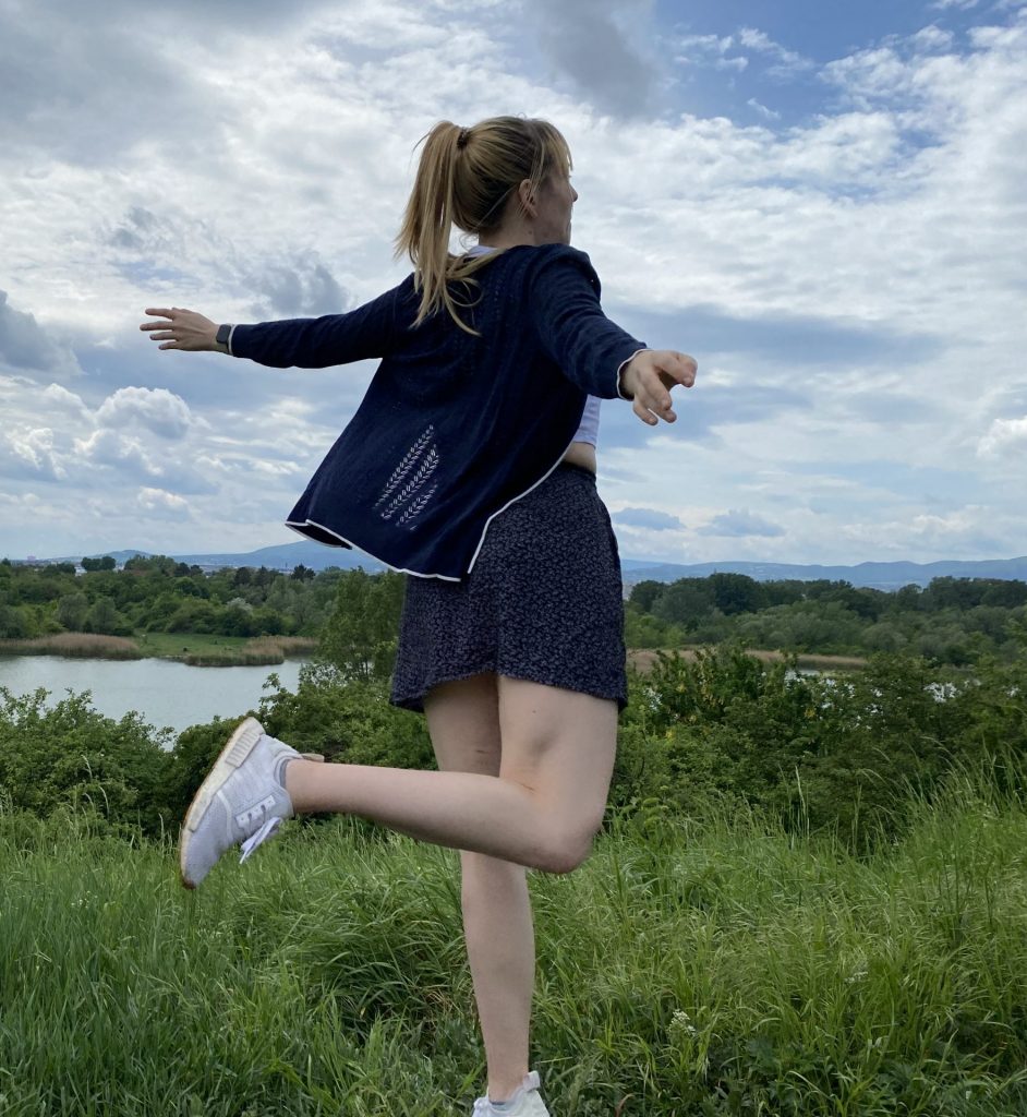 Me doing a happy twirl in Wienerberg